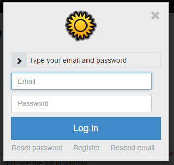 Log in window